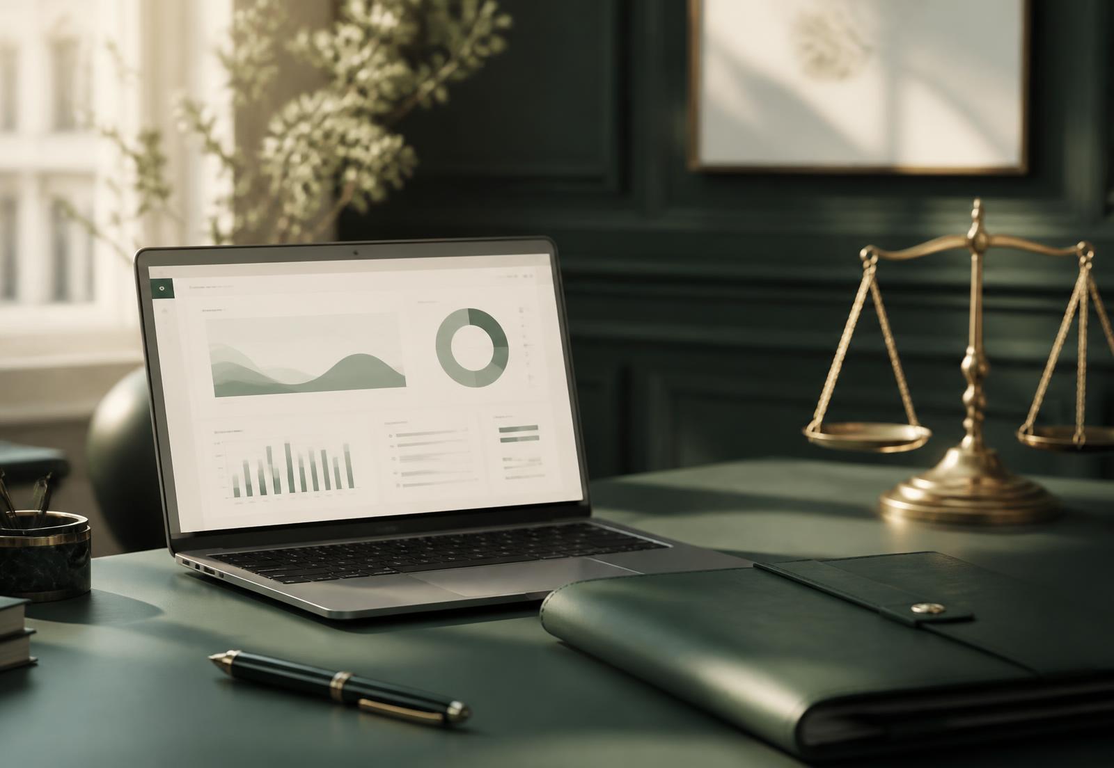 Рабочий стол адвоката с открытой CRM-системой